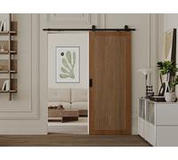Puerta corredera vista en MDF y madera natural oscura - Al.205 x An.93 cm - SANDORA