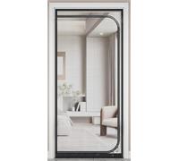 Puerta corrediza con cortinas con cremallera - Negro - 90x220cm (ancho * alto)