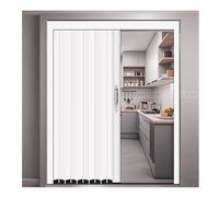 Puerta Corrediza Divisoria De Ambientes Metálica, Puerta Plegable De Aleación De Aluminio para Interiores, Puerta De Privacidad para Cocina, Con Cerradura Y Riel Deslizante(Blanco,170x70 cm)