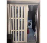 Puerta corrediza magnética de acordeón, pantalla retráctil plegable de plástico para entrada de armario de granero, solución de puerta de cocina a prueba de mascotas