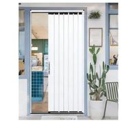 Puerta corrediza plegable de aleación de aluminio con cerradura de asa, resistente al fuego y a la humedad, puerta de separación de privacidad para entrada, almacén, garaje