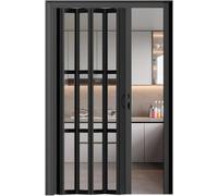 Puerta corrediza plegable de PVC con cierre magnético para sala de estar, armario, baño, paneles de rejilla personalizables