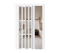 Puerta corrediza plegable de PVC con cierre magnético para sala de estar, armario, baño, paneles de rejilla personalizables