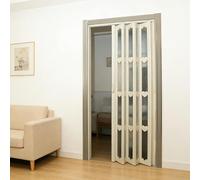 Puerta corrediza retráctil, puerta de acordeón de baño de 80 pulgadas de alto, patrón en forma de corazón, puertas plegables resistentes para armario, con asas y cerradura, 60 x 80 pulgadas