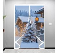 Puerta Cortina Invierno 145 x 150 cm No Requiere Perforación, Aislamiento para El Invierno, Fácil de Instalar Cortina de Aislamiento Magnético para Interior Exterior, A