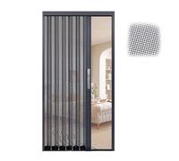 Puerta cortina Puerta plegable, Puerta plegable tipo acordeón corredera, separador de ambientes malla ventilada, cerradura con llave, color gris, varios tamaños(80x80in(203x203cm))