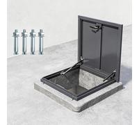 Puerta de acceso al ático negro 70 x 70 cm, escotilla de techo de acero galvanizado con soporte hidráulico, tira de sellado de goma, tapa de exportación para el hogar, áticos y soluciones de