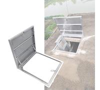 Puerta de acceso al techo, cubierta de tragaluz de acero inoxidable 304, para puerta de sótano, tapa de cabezal de pozo con pestillo de puerta (33.5 x 33.5 pulgadas)