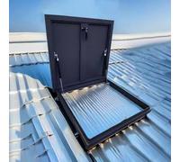 Puerta de acceso de aluminio resistente a la intemperie, cubierta de lluvia para tragaluz, tapa de alcantarilla segura con cerradura de 81 x 45 cm, perfecta para áticos y sótanos