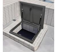 Puerta de acceso de techo de aluminio, puerta de seguridad y placa de cubierta para tragaluces, tapa de salida de escaleras de sótano, con mango tipo interruptor y varillas de soporte,