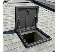 Puerta de acceso hidráulica a gas para techo, mango interior con cerradura, junta de goma sellada, ventana de salida de techo plano, 80 x 80 cm / 31.5x31.5in, y solut de acceso seguro