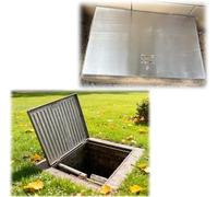 Puerta de acceso rectangular de acero - Cubierta de boca extraíble para sótano, sótano, terraza, jardín, pozo de luz - escotilla de inspección a prueba de tormentas (61 x 68 cm)