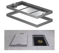 Puerta de acero inoxidable 304 con mango oculto, diseño rectangular, puerta de acceso empotrable para uso en interiores y exteriores, 70 x 50 x 5 cm, marco duradero