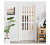 Puerta De Acordeón Blanca De 76 X 203 Cm Con Vidrio Acrílico Esmerilado. Puertas Plegables Para Clóset. Incluye Puerta, Herrajes De Montaje, Manija Y Pestillo. Para Puertas De Clóset Y Baño.((WxH)66x8