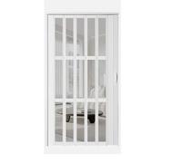 Puerta De Acordeón De Aluminio Con Panel Corredizo De Acrílico Esmerilado, Puerta Plegable for Baño, Armario O Sala De Estar, Con Aislamiento Acústico.(WxH 29x80in (73.5x203cm))
