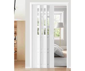 Puerta de acordeón de PVC y acrílico plegable interna - Tamaño personalizado, puerta de acordeón para armario/cocina, puerta de despensa de pasillo Puerta corredera con manija