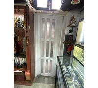 Puerta de acordeón de vinilo de privacidad para baño, RV, aislamiento térmico, despensa, gabinete, ducha, puerta de partición plegable, fácil de instalar