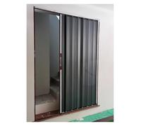 Puerta de acordeón gris de 8086 pulgadas con marco y llave, partición retráctil fácil de instalar para despensa, pasillo, baño, kit de puerta plegable de metal que ahorra espacio (163 x 213 cm)