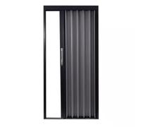 Puerta De Acordeón Metálica Multipliegue para Interiores, Puerta Plegable Magnética Comercial, Montaje Interior/exterior para Reemplazo De Puerta Principal.(Black,215x90 cm)