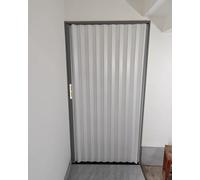 Puerta de acordeón plegable con cerradura, puerta interior de aluminio con cerradura de llave, pantalla deslizante segura para despensa del hogar y sala de estar