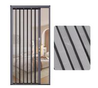 Puerta de acordeón plegable con marco y malla de acero, kit de herrajes para puerta corredera de aluminio, puerta mosquitera telescópica ventilada para interior