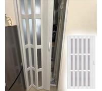 Puerta de acordeón plegable de PVC retráctil con cerradura, puerta corredera de acrílico esmerilado, riel de aluminio para puerta, color blanco