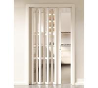 Puerta de acordeón plegable, panel de pantalla retráctil multifuncional estilo granero para baños y armarios con asa, solución elegante y que ahorra espacio