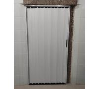 Puerta de acordeón plegable para interiores y exteriores con cerradura y kit de herramientas, puerta magnética de privacidad múltiple para despensa, granero, armario, 76 x 80 pulgadas