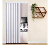 Puerta de acordeón Puerta Corredera Plegable, juego de puerta corrediza retráctil de metal, con manijas y cerradura de doble cara, puertas plegables personalizables(White,24x80in(61.0x203cm))