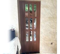 Puerta de acordeón, Puerta corrediza de Granero de PVC marrón Personalizada, Puerta Plegable Interior multipliegue con riel Superior y manija, Ideal para Cocina, despensa y Dormitorio (60 cm