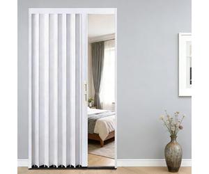 Puerta de acordeón Puerta interior tipo acordeón, juego de puertas plegables personalizables, con manijas y cerradura de doble cara, puertas divisorias portátiles(White,125x210cm/49.2x83in)