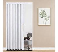 Puerta de acordeón Puerta plegable de pista, Puerta corrediza retráctil de metal con manijas y cerradura de doble cara, acordeón personalizable para armario e interior(White,130x220cm/51.2x87in)