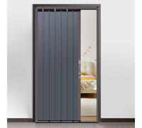 Puerta de acordeón - Separador de habitación deslizante de metal con bloqueo para puerta, despensa, granja, cobertizo, granero, diseño que ahorra espacio,
