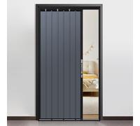 Puerta de acordeón - Separador de habitación deslizante de metal con bloqueo para puerta, despensa, granja, cobertizo, granero, diseño que ahorra espacio,