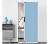 Puerta de acordeón, una puerta plegable, corredera, plegable hacia adentro con asas, una puerta temporal que ahorra espacio para la cocina o el baño.