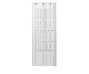 Puerta de acordeones plegable interior en kit con vidrio de PVC blanco 82x220 cm mod. Sonia