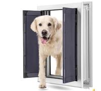 Puerta de aluminio para mascotas con solapas magnéticas de cierre automático, paneles dobles, cerraduras de seguridad, resistente a la intemperie para un uso duradero