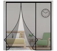 Puerta de balcón con mosquitera magnética 200x180cm Puerta de terraza con cortina contra moscas - Protección contra moscas, cortina magnética sin taladrar Negro