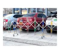 Puerta de barrera plegable de acero inoxidable, valla de seguridad expandible con ruedas, puerta de seguridad móvil para almacenes, garajes y entradas (4.5 x 6.5 pies)