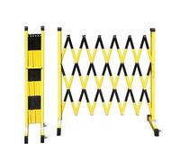 Puerta de barricada expandible de metal, valla de acordeón móvil industrial plegable con ruedas para seguridad de peatones y tráfico (amarillo negro, 1,2 m de alto x 1 m)