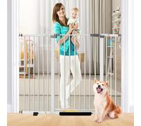 Puerta de bebé de 41 pulgadas de alto, puerta de perro de cierre automático ajustable de 39.9 a 57.5 pulgadas de ancho, montada a presión, puerta oscilante para mascotas para puertas (blanco, 76.0