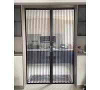 Puerta de concertina con vidrio acrílico transparente y cerradura, instalación sin taladro, retráctil resistente para grandes aberturas