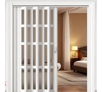Puerta de concertina de aluminio y acrílico, color blanco, pantalla divisora temporal de tamaño personalizado para lavandería, baño, pasillo, 100 x 195 cm, ancho x alto:65 x 203 cm