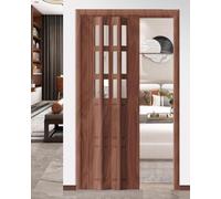 Puerta de concertina interna plegable de PVC y acrílico, puerta corredera de acordeón personalizable para armario, cocina, pasillo, despensa con asa