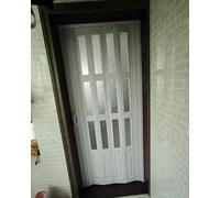 Puerta de concertina puertas correderas plegables internas con ventana de rejilla acrílica esmerilada, pantalla plegable temporal para armario, panel de acordeón