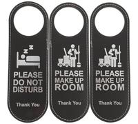 Puerta de Cuero Negro Letrero para Colgar No Molestar 3 Piezas