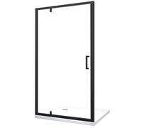 Puerta de ducha de apertura batiente y roto-translante con pivotes asimétricos, marco negro mate reversible (Cm 76-79 H 200)