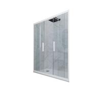 Puerta de ducha deslizante en nicho 130 CM de PVC Blanco Matt H 200 Vidrio Tr...