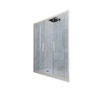 Puerta de ducha deslizante en nicho 150 CM de PVC Champán H 200 Vidrio Transp...