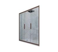 Puerta de ducha deslizante en nicho 150 CM de PVC Chocolate H 200 Vidrio Tran...